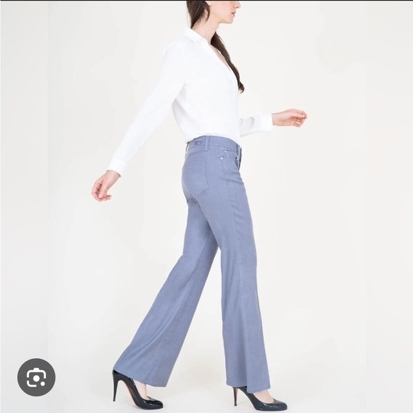 Anthropologie Pants - Anthropologie Level 99 Linen Blend Wide Leg Blue Pants